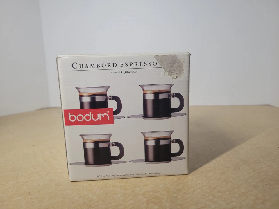 Новый BODUM 4992 C Jorgensen Chambord эспрессо чашки - набор из 4 стаканов + блюдца - Изображение 2 из 4