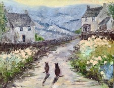 Original Art Landscape Scotland Painting 24x20" Countryside Impasto Painting