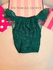 VTG Victoria's Secret Jacquard Satin Chiffon Flutter Hi-cut Bikini Panty Sm