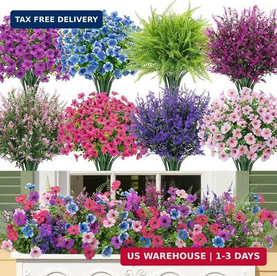 20 Bundles Artificial Flowers for Outdoors, UV Resistant Silk Fake Flowers with