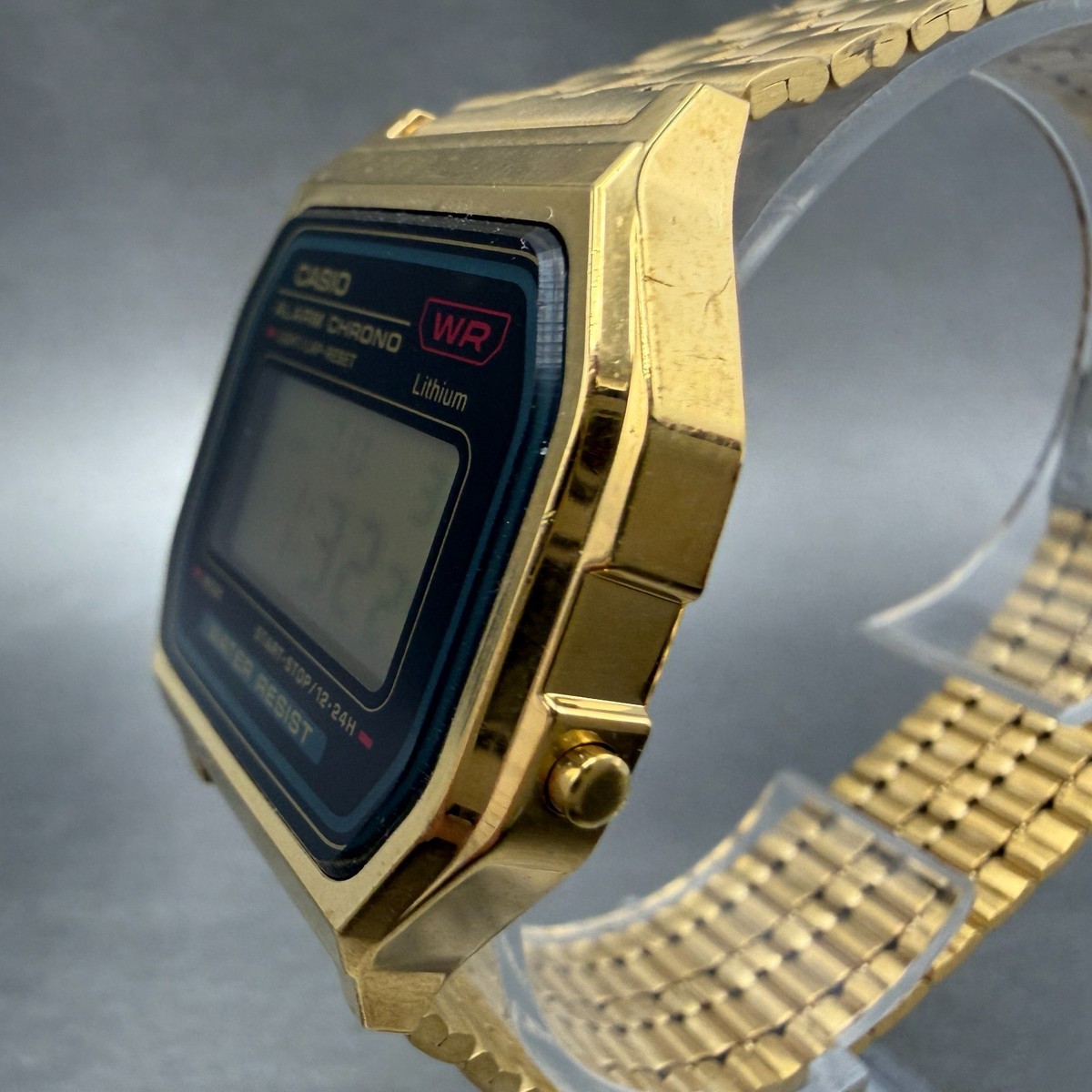 Casio Digital Watch Men 33mm Gold Tone Alarm Chrono Daydate