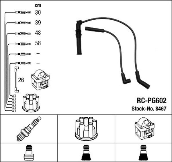 NGK ZüNdleitungssatz 8467 FüR CitroËN Peugeot 3C XB BX 15B 309 3A 405 1 2 GTI-image