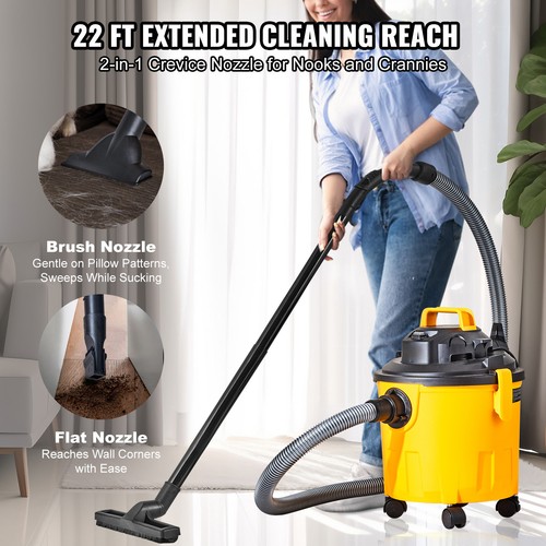 Aspirateur d'atelier humide/sec 5 gallons 6 HP avec accessoires buse crevasse 2 en 1 - Photo 5 sur 9