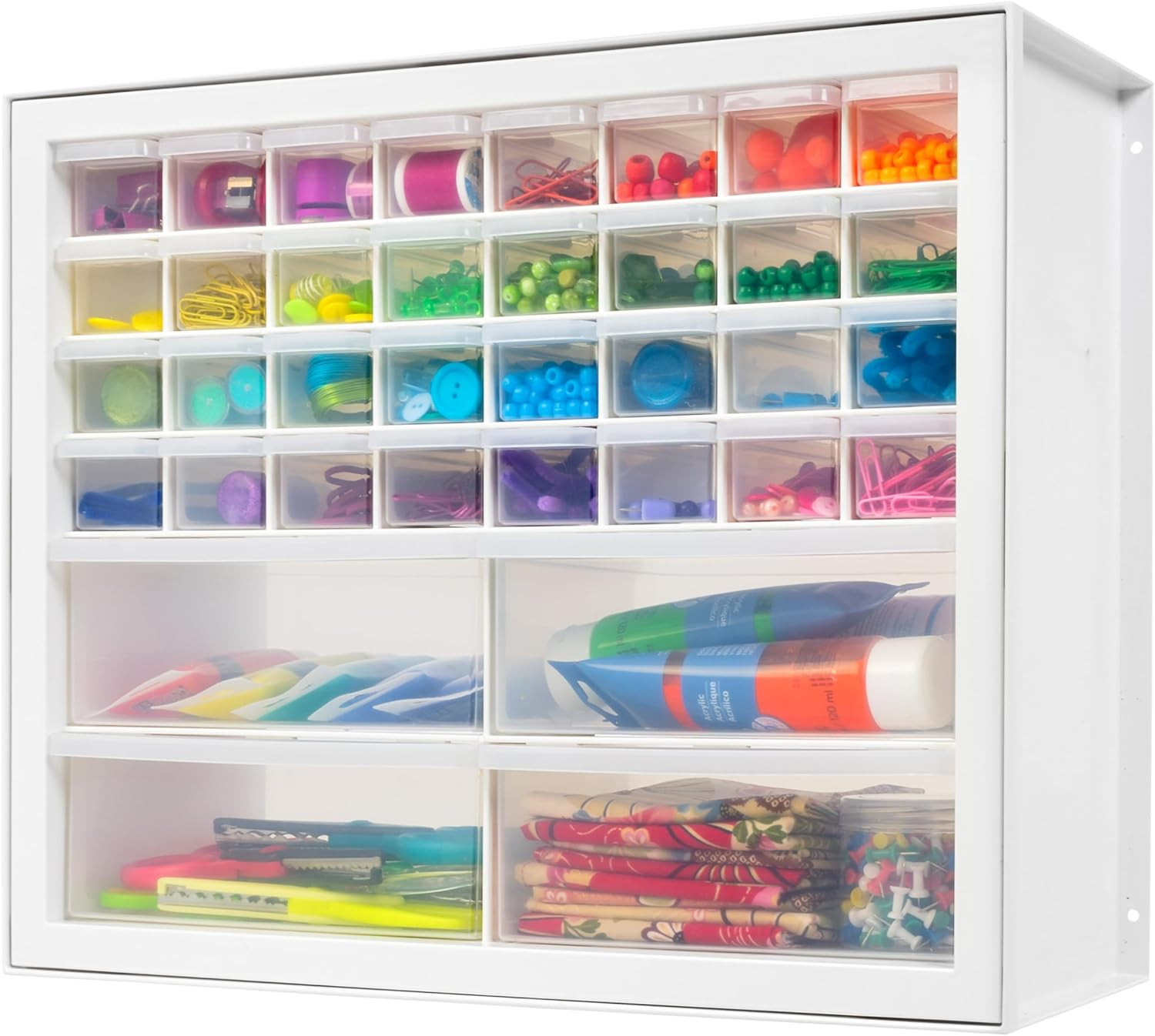 36-Drawer White Craft Storage Cabinet – IRIS USA Hardware & Screw Organizer