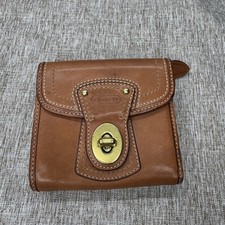 Coach Tan Leather Trifold Wallet Turnlock Brass Hardware Legacy Vintage
