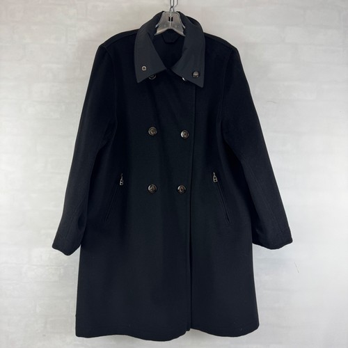 MaxMara Rainwear Black Wool Cashmere Double Breasted Coat Size 6 Italy