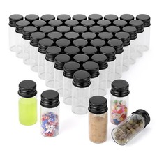 Kesell 10ml Glass Vials with Black Caps, 50-Pack