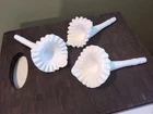 3 Fenton Milk Glass Hobnail Epergne Replacement White Horn Flower Vase Vtg READ