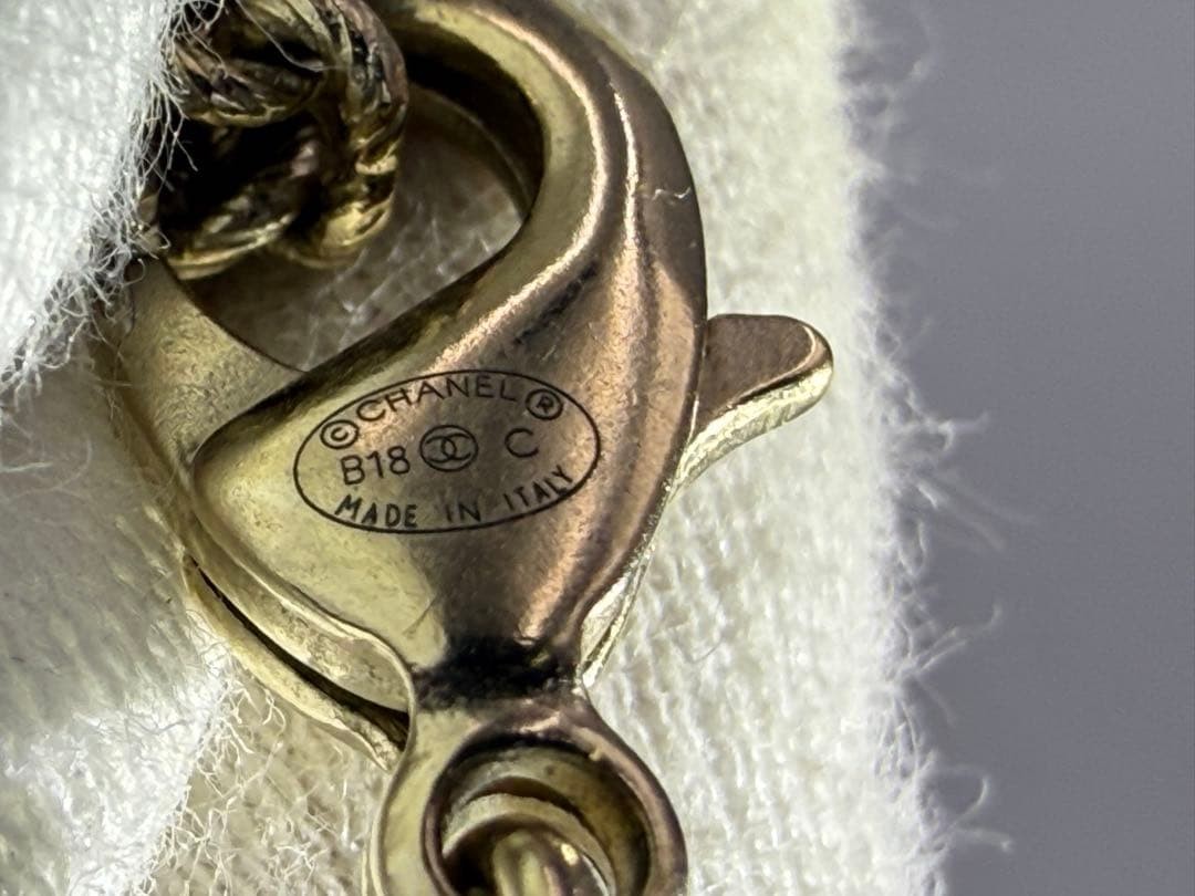 Chanel Gold Double C Necklace Pink White Metal Chain Used thumbnail 8