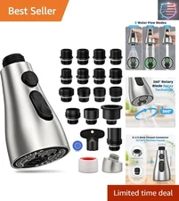 Elegant Brushed Nickel Kitchen Faucet Head - 3 Modes for Effortless Cleaning