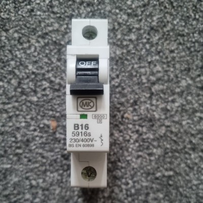 MK MCB 16 AMP einpoliger Leitungsschutzschalter Typ B 16A B16 Sentry 5916S