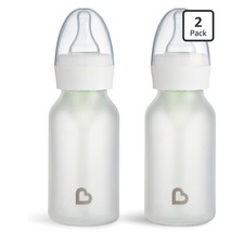 Munchkin Bond Silicone Coated Glass Baby Bottles - Feeding System, White, 2 Pack