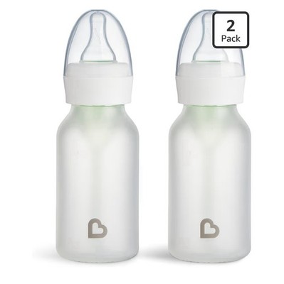 Munchkin Bond Silicone Coated Glass Baby Bottles - Feeding System, White, 2 Pack
