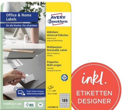 AVERY Zweckform Universal-Etiketten, 45,7 x 21,2 mm, weiß