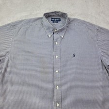Polo Ralph Lauren Button Up Shirt Mens XL Blue Check Blake Short Sleeve Pony