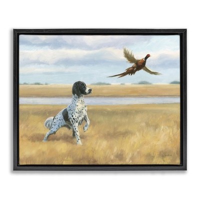 Stupell Industries Pointer Dog & Pheasant Framed Floater Canvas Wall Art by J...