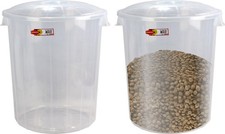 2X Plastic Bucket 50L Lid Storage Container Animal Feed Pet Food