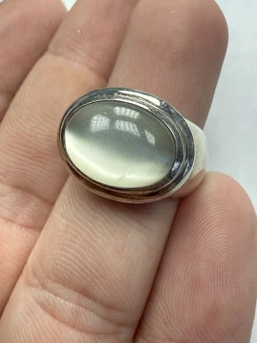 Vintage Joseph Esposito ESPO SIG Sterling Silver Cats Eye Ring Size 5.75 - 12.6g