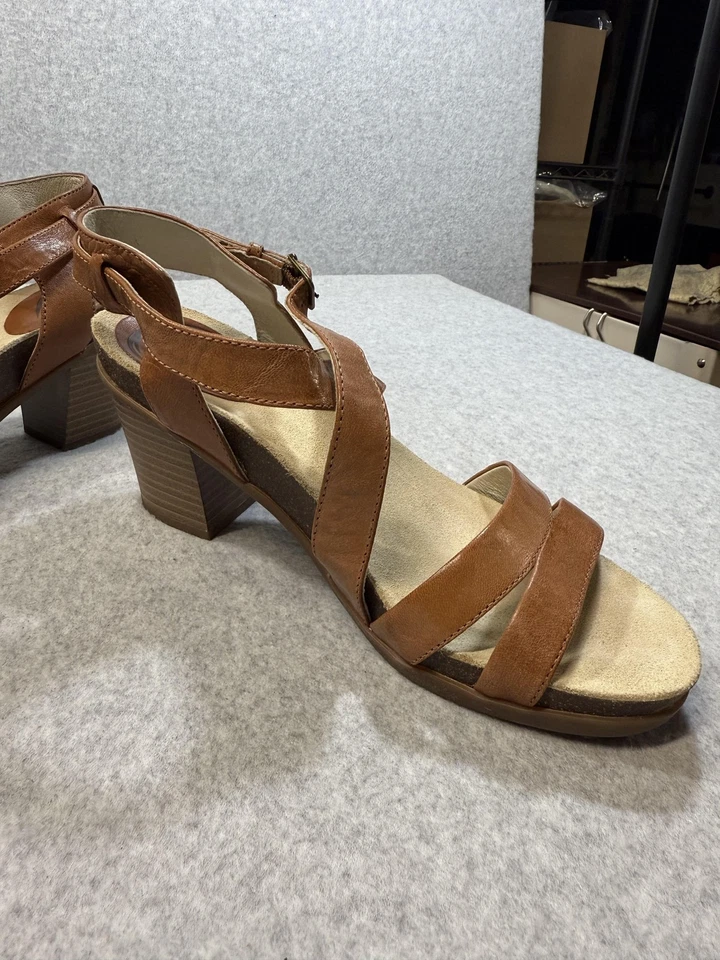 Abeo Biana Shoes Womens Size 7 Brown Leather Block Heel Strappy Sandals Comfort - Image 3 of 4