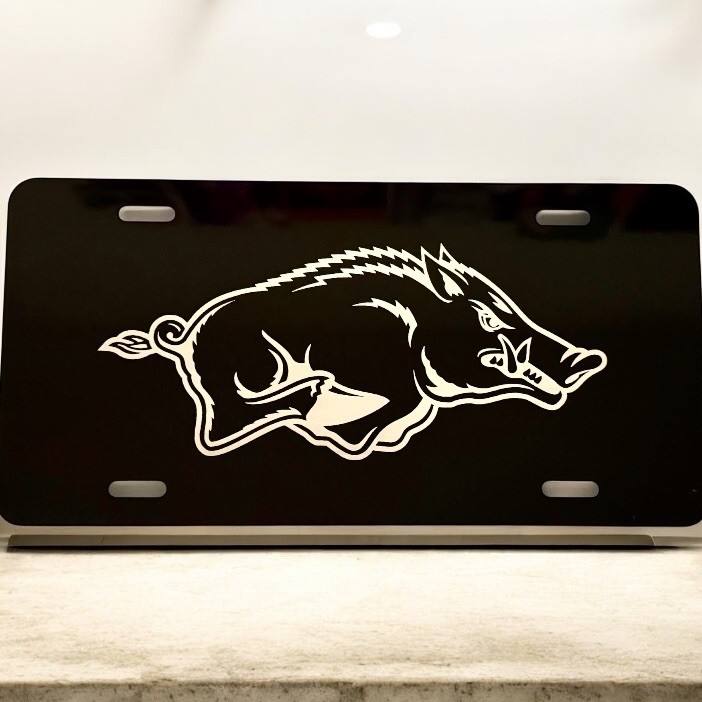 Razorback Tag Arkansas Razorbacks. Laser Engraved License Plate Black Metal Tag!! | eBay