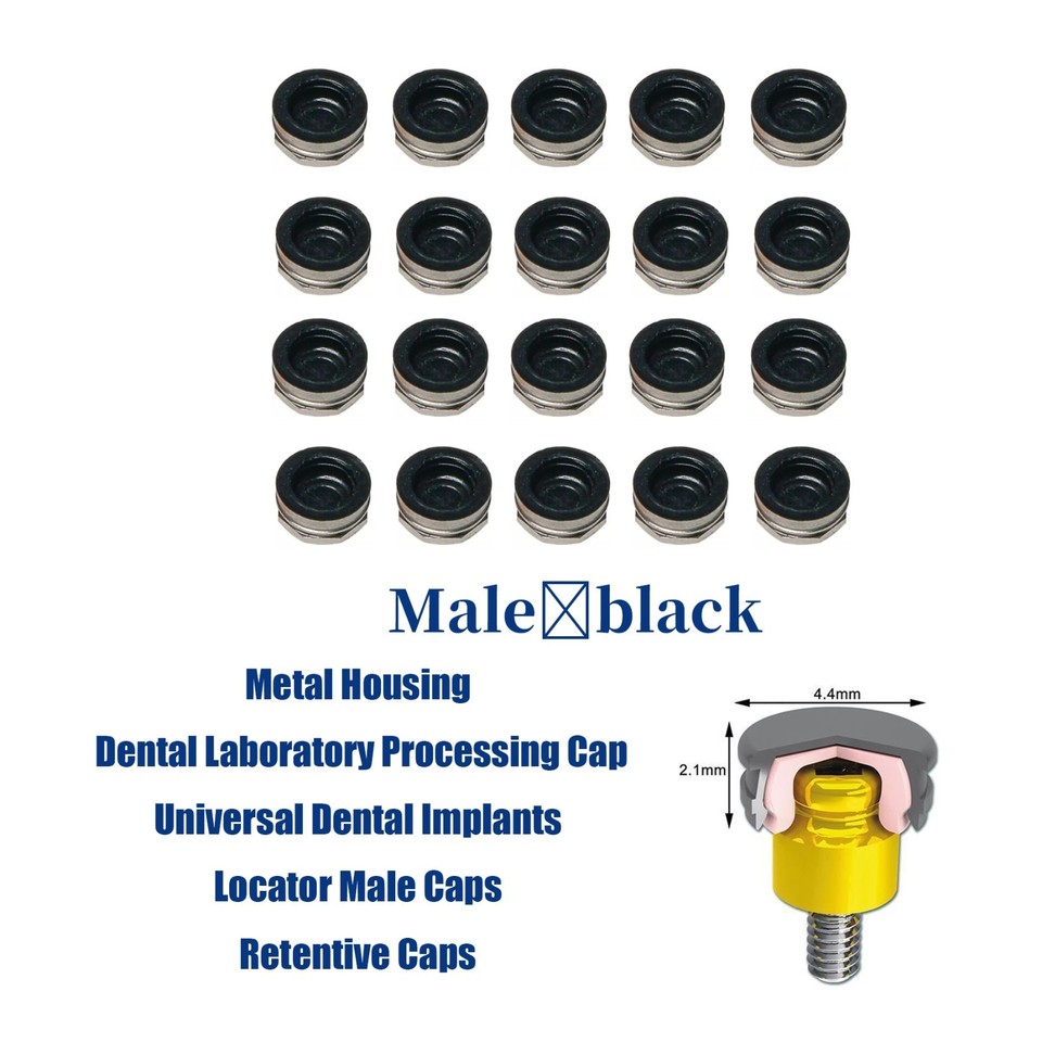US 20Pcs Dental Overdenture Locator Implant Abutment Retention Cap ...