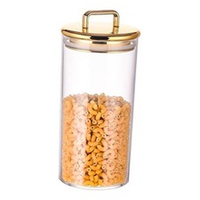Large Acrylic Storage Apothecary Jar with Gold Airtight Lid  Bathroom 32 oz