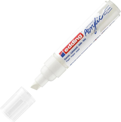 Edding 5000 Acrylmarker Breit - Weiß - 1 Acrylstift Wasserfest - Breite Keilspit