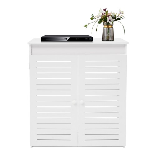 Armadio Portaoggetti Router in PVC Bianco 60x70x25cm Organizer con Gestione Cavi - Foto 20 di 20