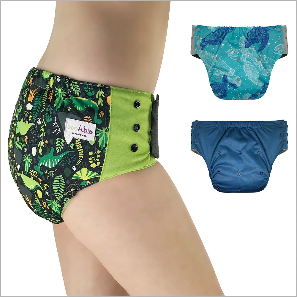 EcoAble Pull On Cloth Diaper Incontinence Briefs for Special Needs Adults