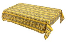 French Provencal Cotton Tablecloth Marat Avignon Flowers Yellow France 61 X 79