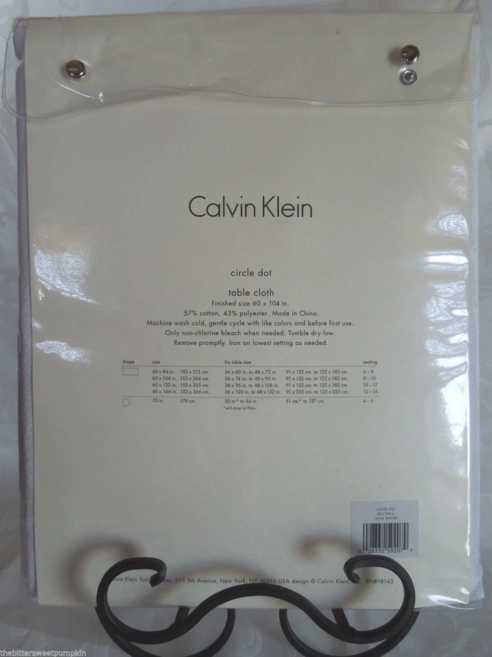 CALVIN KLEIN HOME~PUNTO CIRCULAR~60" X 104"~MANTEL DE TELA~BLANCO CHIC~¡NUEVO EN PAQUETE! Foto 2 de 2