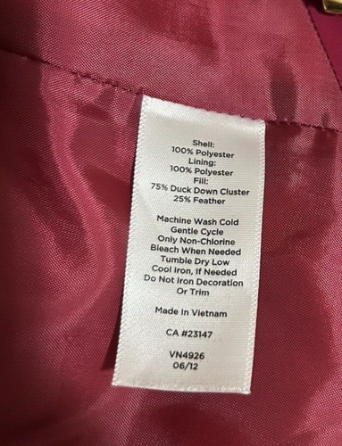 Talbots Sz Mp Cranberry Duck Down Feather Filled Quilted Puffer Vest Full Zip - Picture 8 of 8
