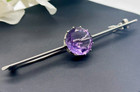 Brooch 5.77ct 3" Natural Amethyst Silver Pin