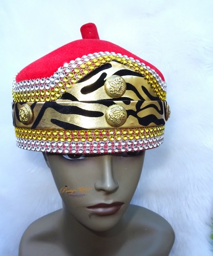 Häuptling verzierter Igbo Edo Hut Bräutigam Hochzeit Yoruba traditionelle Kleidung - Bild 4 von 48