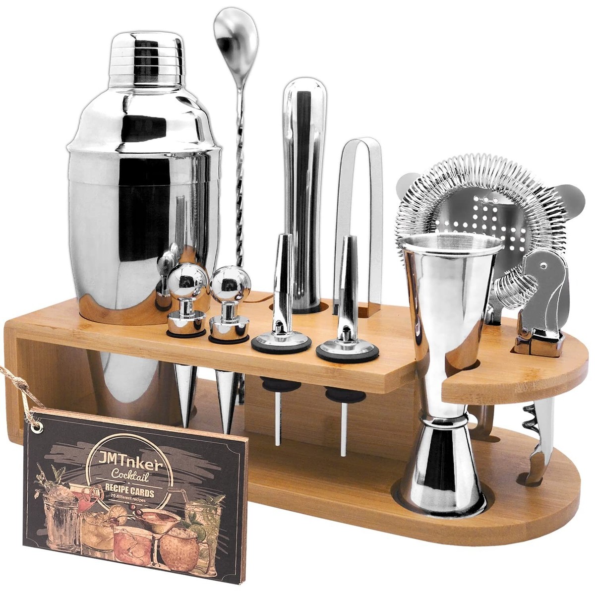 Set De Cocktail D'12 Pièces Kit De Barman Professionnel Avec Support De