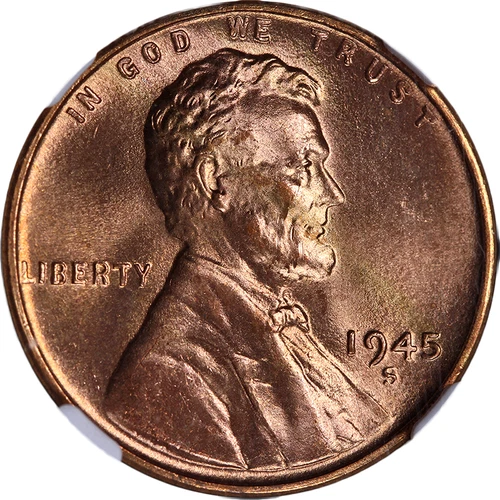 1945-S Lincoln Wheat Cent 1c NGC MS66 RD - Bright & Nice Luster