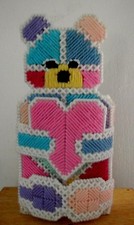 Plastic Canvas TISSUE COVER Teddy Bear Babies Room Nursery 6" High VERY CUTE EUC