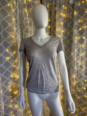 PINK Victorias Secret Womens Light Grey V-Neck T-Shirt Size xs