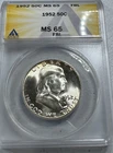 1952  FRANKLIN US Half Dollar,   MS65 by ANACS,   FBL,   a SUPERB coin!!!!