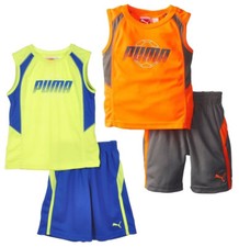 Puma Toddlers Logo Perf Set Sleeveless Top Shorts Set - Blue Or Orange