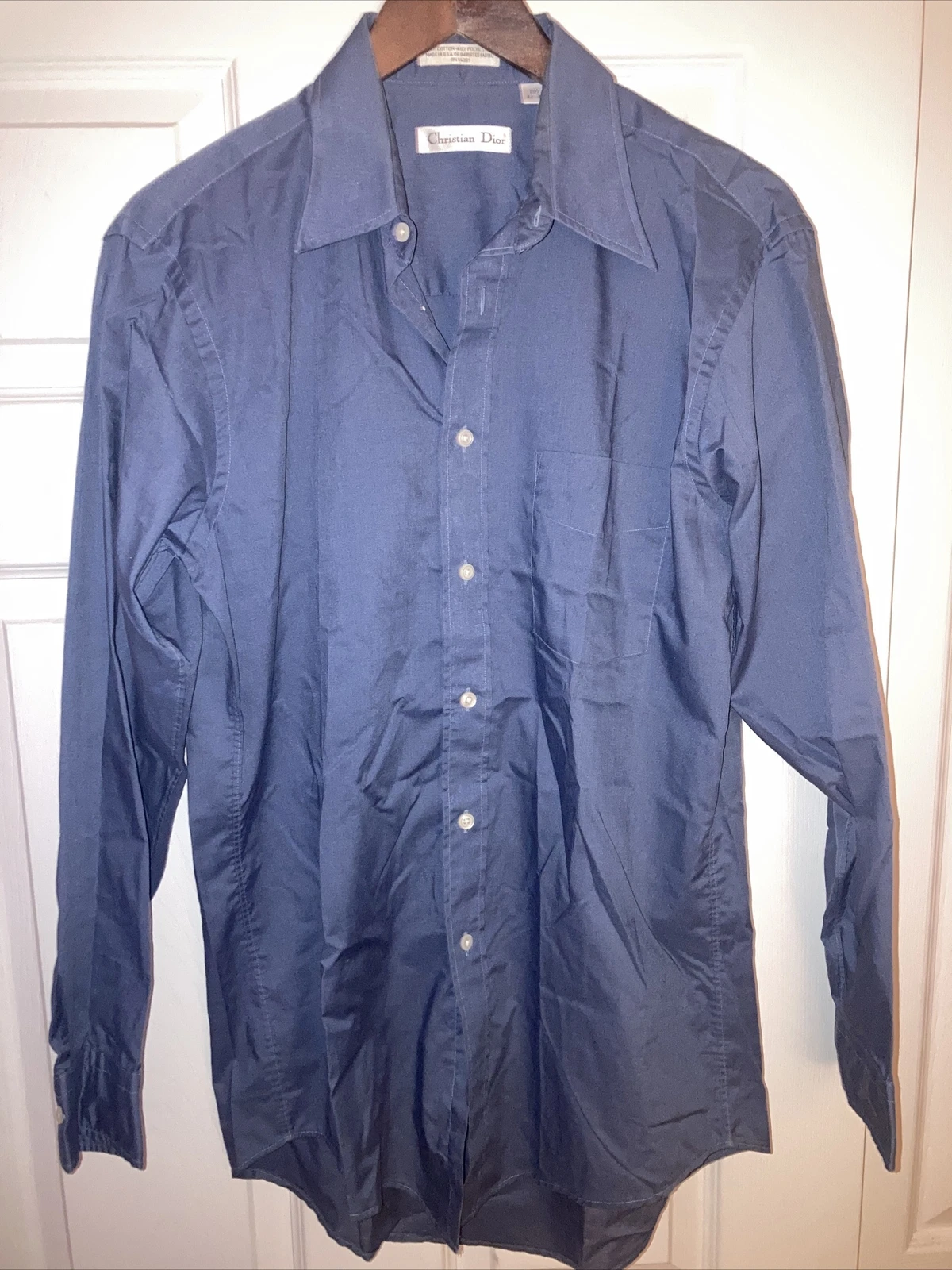 Camicia abito vintage Christian Dior 15 5 32 33 blu