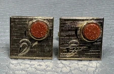 Vintage Goldstone Yellow Gold Plated Cuff Links