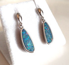 NEW ~ 3.80 TCW OPAL DOUBLET DROP EARRINGS IN STERLING ~ OPAL HUNTER CLOSEOUT — photo 1