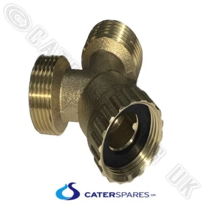 SOLID BRASS WASHING MACHINE Y PIECE 2 WAY FITTING TWIN FEED 3/4" BSP SPLITTER