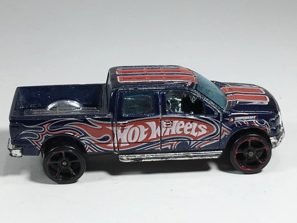 Hot Wheels Ford F150 Truck Red Rims Racing Stripe Flames Superlift Malaysia - Image 2 of 4