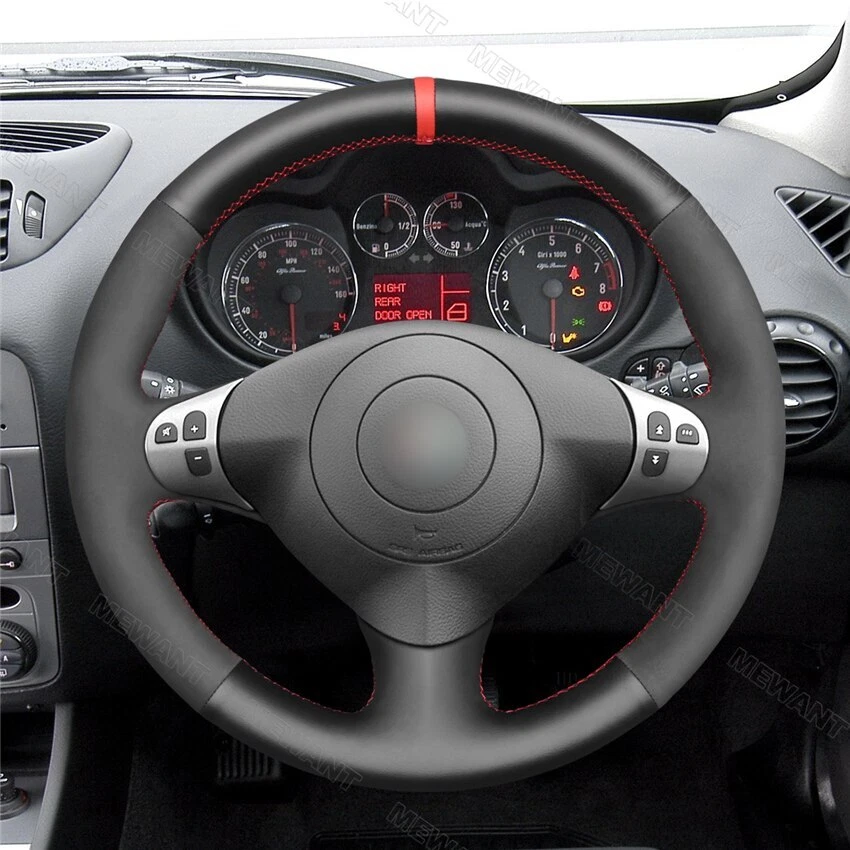 Cubierta de volante de coche de gamuza PU de fibra de carbono para Alfa Romeo 147 2000-2010 156 Foto 3 de 4