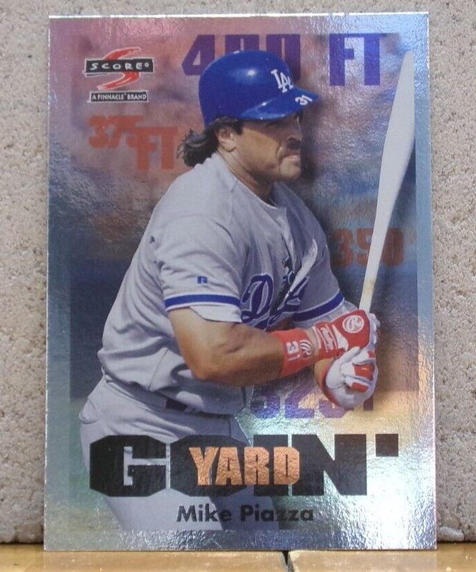 BASEBALL CARD SCORE SILVER SHOWCASE SERIES L.A. DODGERS MIKE PIAZZA GOIN' YARD-image