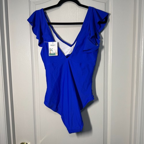 B2prity Women's Swimsuit Ruffle Cutout Slimming Tummy Control V Neck Wrap, Large - Picture 4 of 4