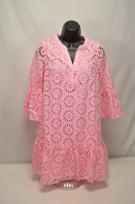 NWT LILLY PULITZER Bekah Three-quarter Eyelet Tunic Dress In Peony Pink Size XXS