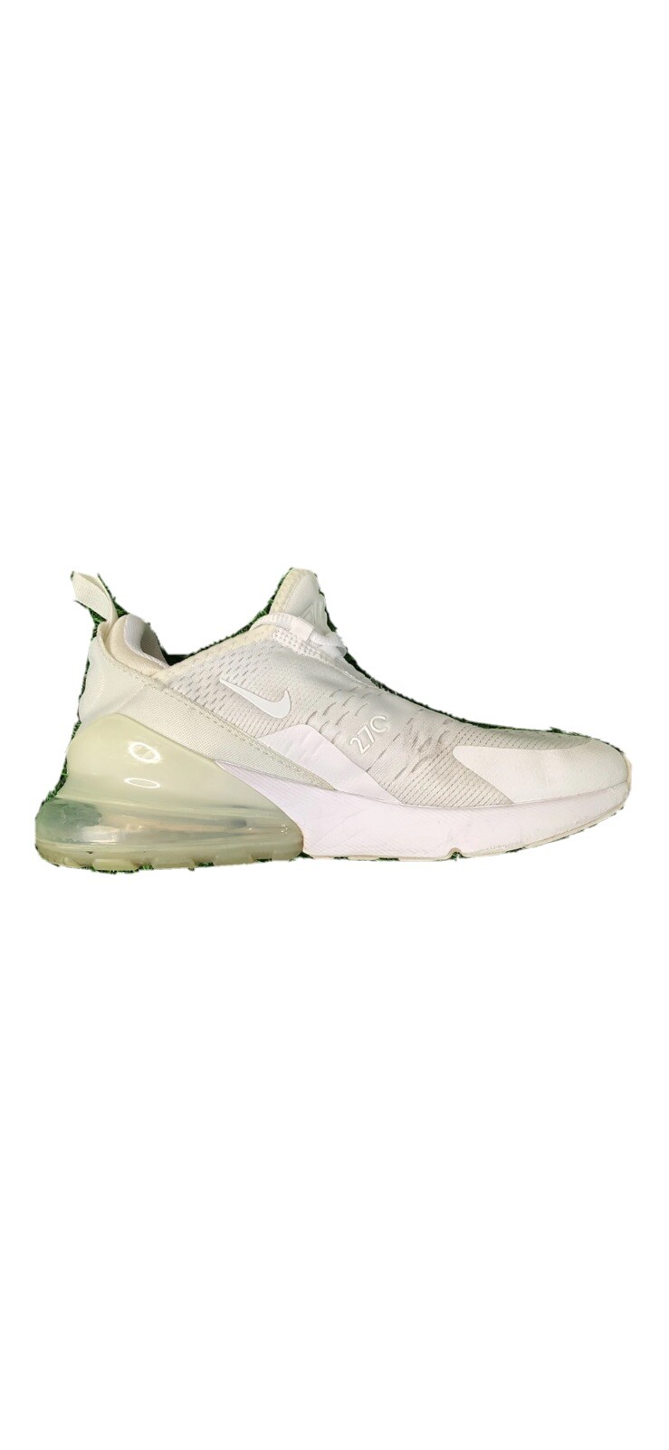 pre-owned Nike Air Max 270 Triple White Casual Silver GS 943345-103 Youth  4.5y | eBay